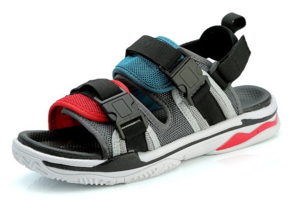 Pánske sandále sivo-červeno-modrá 43