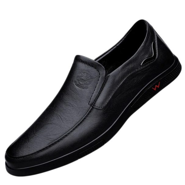 Pánské slip on mokasíny Nazouvací boty bez tkaniček Hladký svršek z PU kůže Boční vsadky s reliéfem Pryžová podrážka do práce i na volno černá 38,5