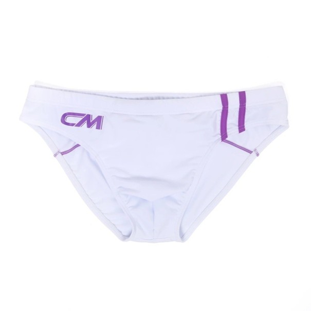 Pánske slipové plavky jednofarebné s prúžkami Nylon Spandex Priliehajúci strih Elastický pás Plavky na pláž bazén s nápisom cm biela L
