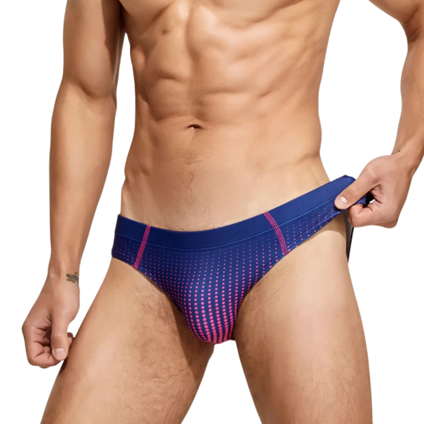Pánske slipové plavky Na šnúrku Duhové Polyester Spandex Rýchloschnúce Elastické Športové plavky na pláž i bazén tmavo modrá S