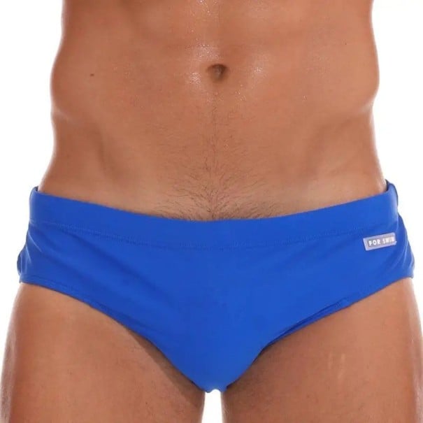 Pánske slipové plavky Na šnúrku Jednofarebné s nápisom For Swim Vyndavateľná vložka Polyester Spandex Elastické modrá XL