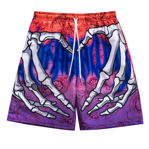 Pánské šortkové plavky Na tkaničku Duhové s potiskem rukou kostry a srdce Polyester Spandex Rychleschnoucí Elastické fialová XXL