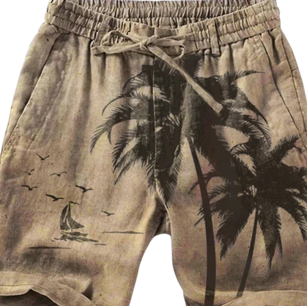 Pánské šortkové plavky Polyester Jednobarevné Potisky palm Na tkaničku S kapsami Letní plážové k bazénu hnědá M