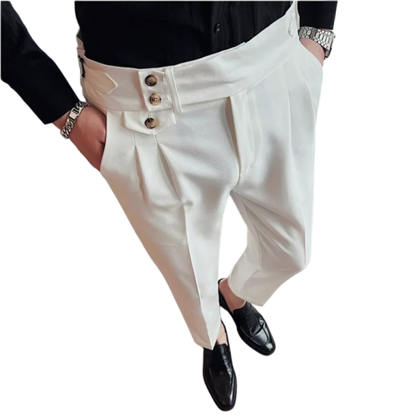 Pánské společenské kalhoty s kapsami Jednobarevné Elegantní rovný střih Pohodlné odolné kalhoty pro muže do práce kanceláře i na formální události Polyester bílá 33