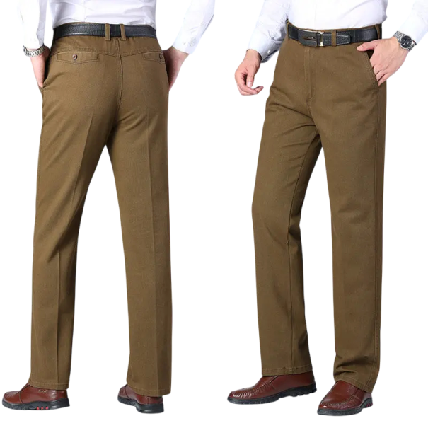 Pánské společenské kalhoty s kapsami Jednobarevné Elegantní rovný střih Stylové pohodlné kalhoty pro muže do práce kanceláře i na slavnostní akce béžova 32