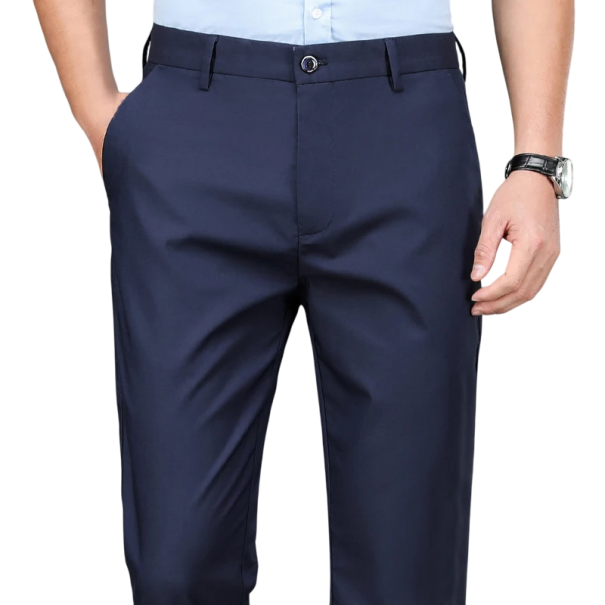 Pánské společenské rovné kalhoty Elegantní kalhoty ve stylu Smart Casual Pohodlný střih na formální i neformální příležitosti modrá 36