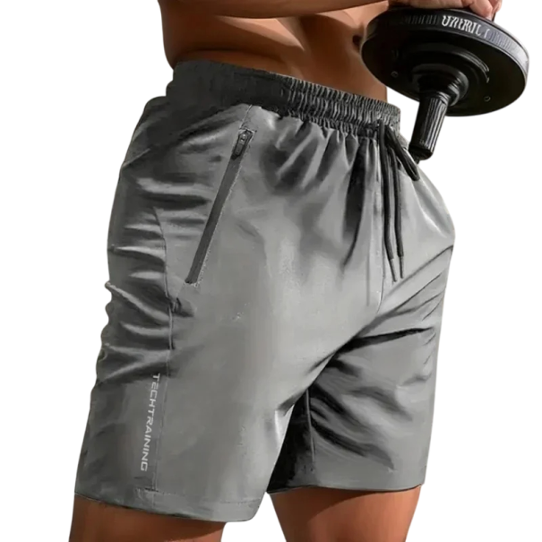 Pánske športové kraťasy na beh a fitness Rýchloschnúce priedušné šortky so sťahovacou šnúrkou Pohodlné letné tréningové kraťasy sivá M