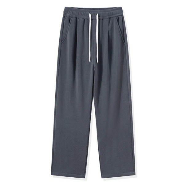Pánské tepláky jednobarevné s kožichem zevnitř, s kapsami, na tkaničku, polyester, spandex, pohodlný střih na zimu tmavě modrá XS