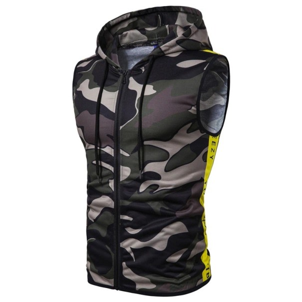 Pánske tielko s kapucňou F1840 armádny zelená M