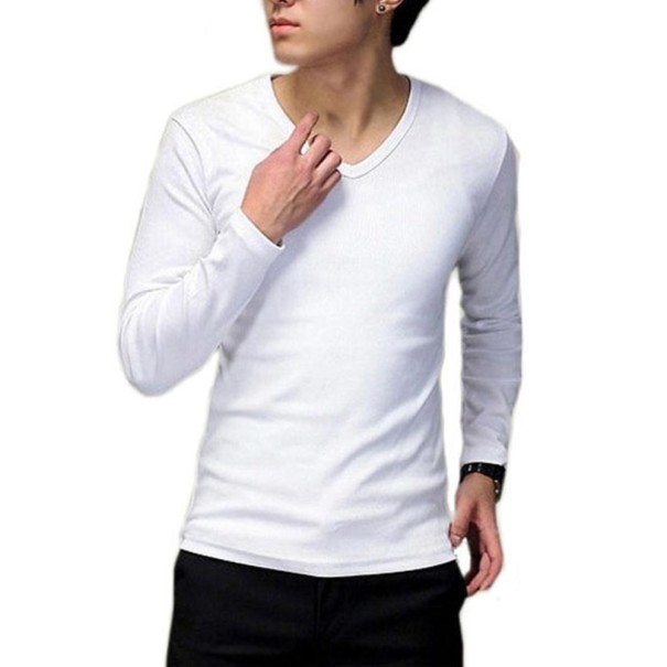 Pánske tričko s dlhým rukávom J2203 biela XS