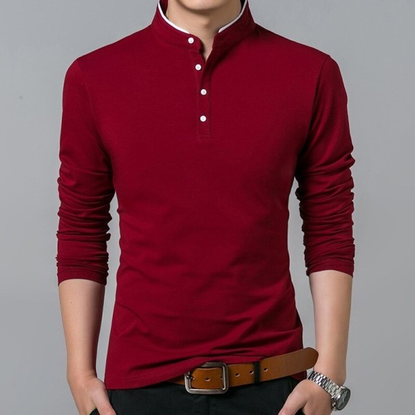 Pánské tričko s dlouhým rukávem T2048 tmavě červená XXL