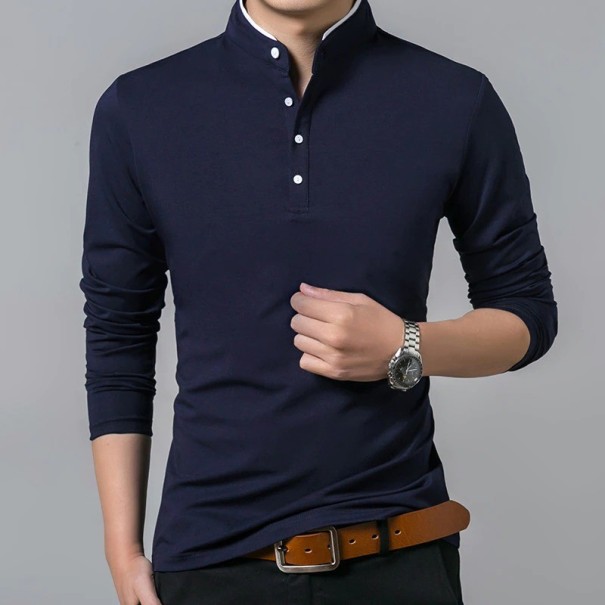 Pánské tričko s dlouhým rukávem T2048 tmavě modrá XS
