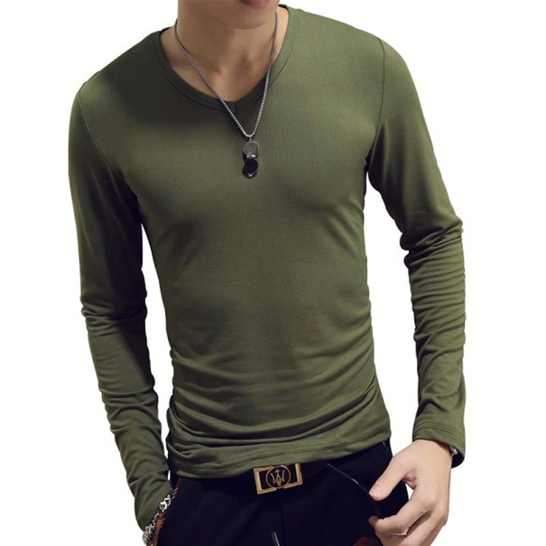 Pánské tričko s dlouhým rukávem T2062 armádní zelená L 2