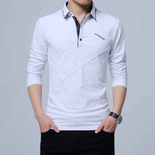 Pánské tričko s dlouhým rukávem T2221 bílá XL