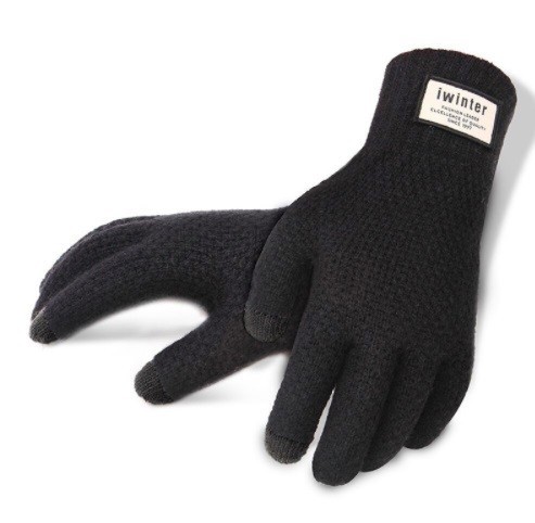 Pánske zimné pletené rukavice na dotykový displej J2214 čierna