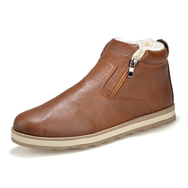 Pánské zimní kožené boty s kožíškem J2211 hnědá 44
