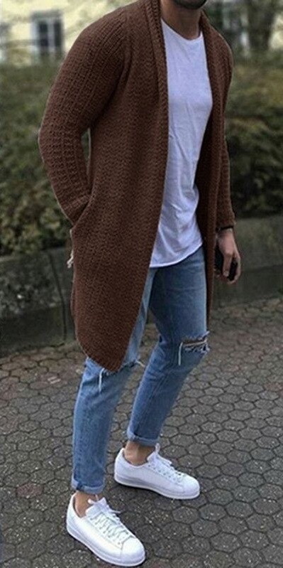 Pánský cardigan F242 hnědá M