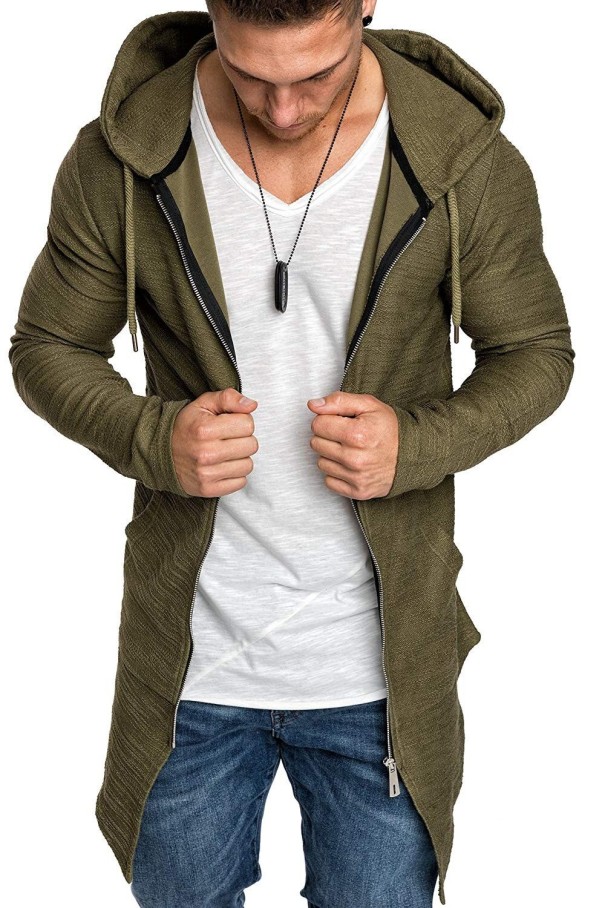 Pánský cardigan na zip armádní zelená XS