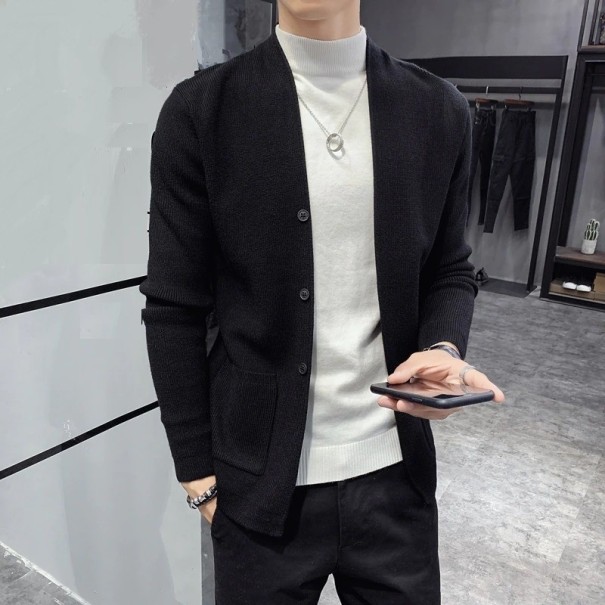 Pánsky cardigan s gombíkmi F238 čierna XS