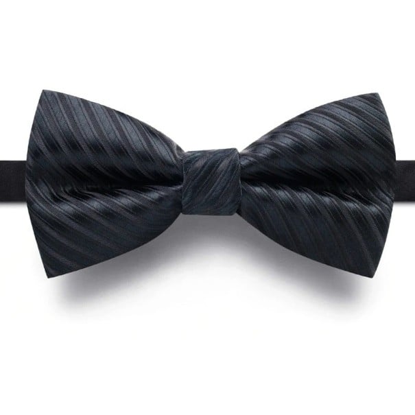 Pánský černý pruhovaný motýlek Elegantní formální doplněk Klasický styl Nastavitelná velikost Luxusní provedení pro oblek, smoking a slavnostní 1