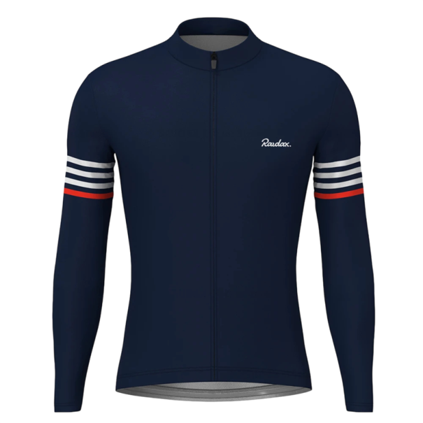 Pánský cyklistický dres s dlouhým rukávem na zip pro cyklistiku a sport tmavě modrá L