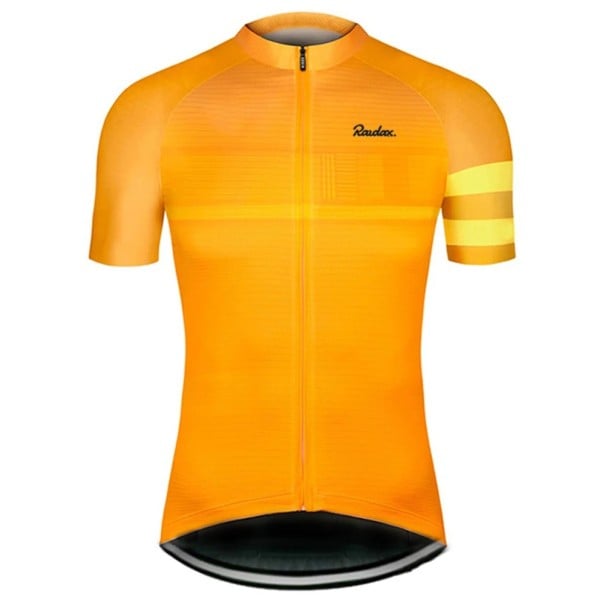 Pánský cyklistický dres s krátkým rukávem na zip, 3 zadní kapsy, na cyklistiku, sport a volnočasové aktivity oranžová XXS