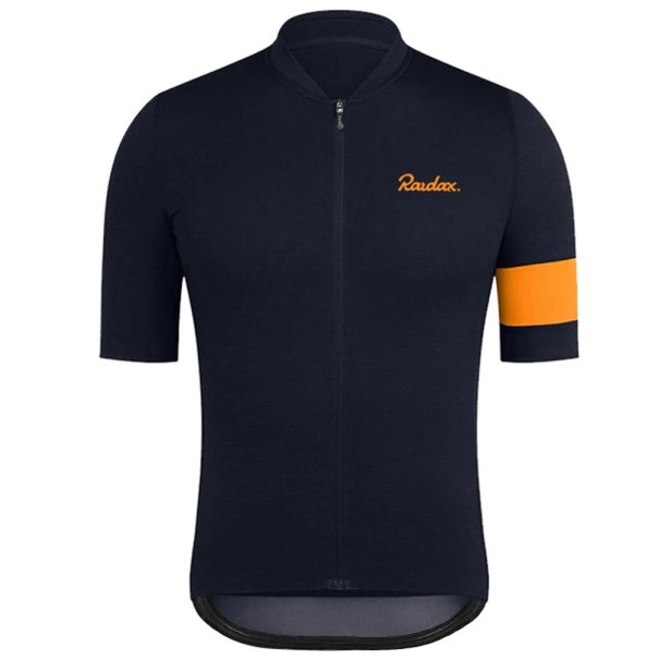 Pánský cyklistický dres s krátkým rukávem na zip pro cyklistiku a sport černo-oranžová XS
