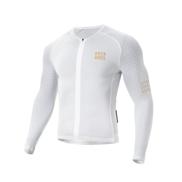 Pánsky cyklistický letný dres s dlhým rukávom na zips pre cyklistiku, šport a vonkajšie aktivity biela 3XL