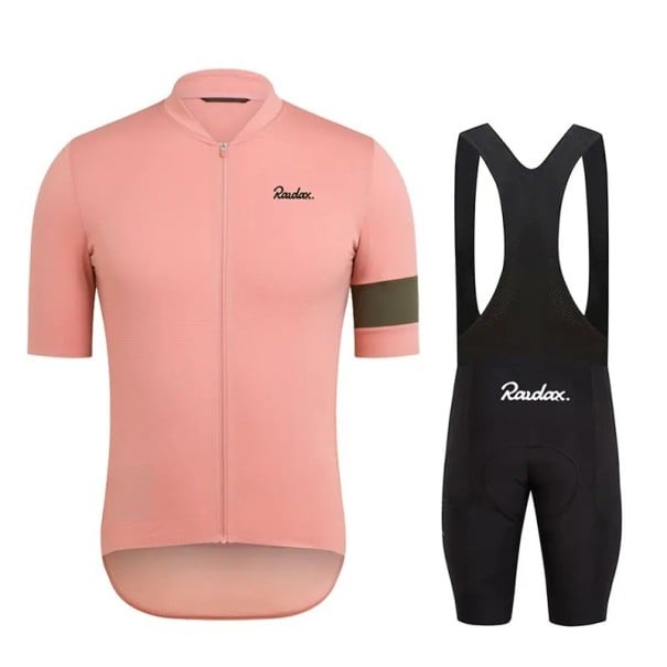 Pánský cyklistický set Dres s krátkým rukávem a celým zipem Laclové kraťasy s vycpávkou Pružný materiál 80% polyester a 20% spandex Na kolo růžová M