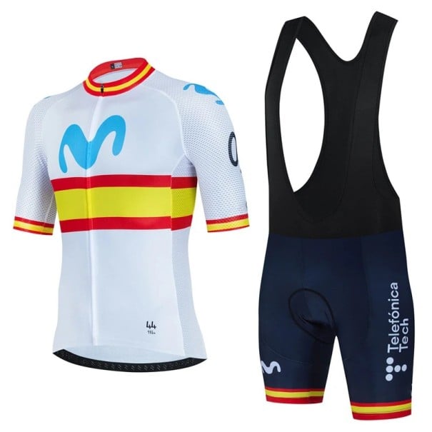 Pánský cyklistický set – dres s krátkým rukávem na zip a kraťasy s laclem, prodyšný a rychleschnoucí, pro cyklistiku a sport bílá XS