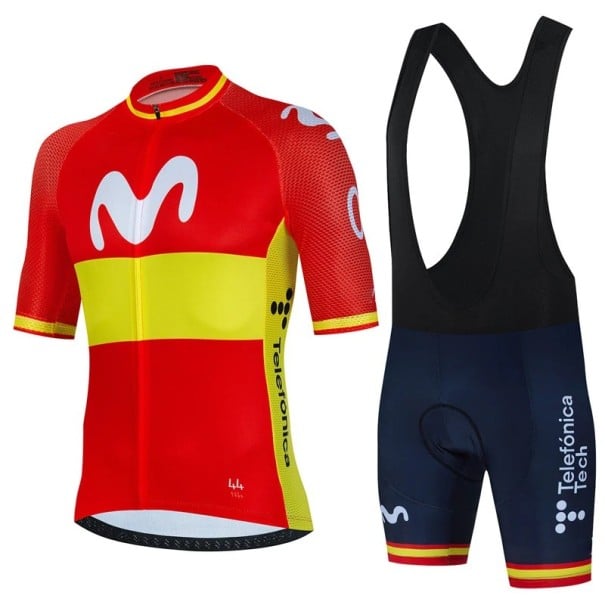 Pánský cyklistický set – dres s krátkým rukávem na zip a kraťasy s laclem, prodyšný a rychleschnoucí, pro cyklistiku a sport červená L