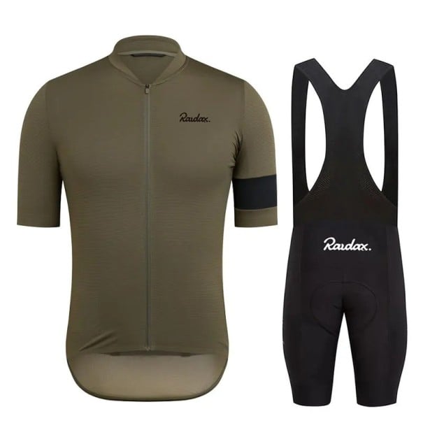 Pánsky cyklistický set Dres s krátkym rukávom a celým zipom Laclové kraťasy s vycpávkou Pružný materiál 80% polyester a 20% spandex Na kolo zelená L