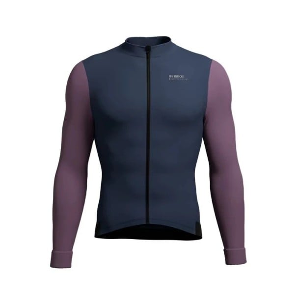 Pánský cyklistický sportovní dres s dlouhým rukávem na zip do chladnějšího počasí pro cyklistiku, sport a venkovní aktivity modrá S