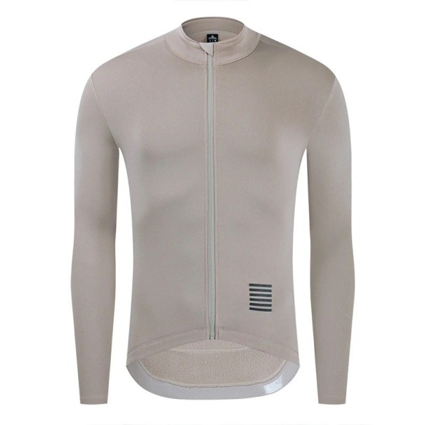 Pánský cyklistický sportovní dres s dlouhým rukávem na zip pro cyklistiku, sport a venkovní aktivity béžova XL