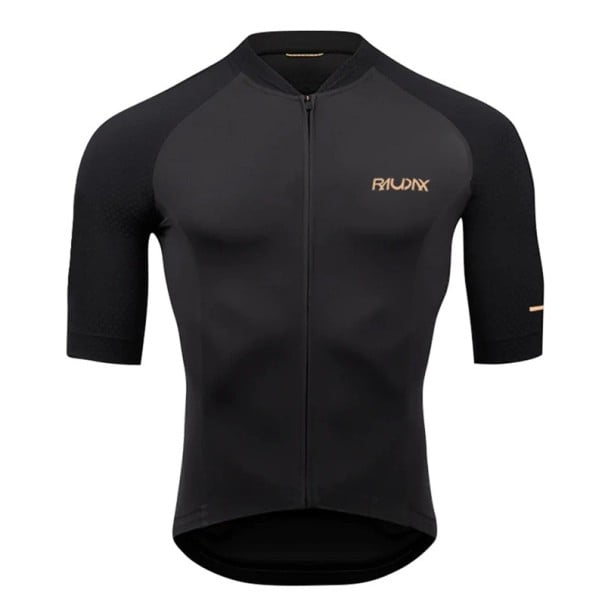 Pánský cyklistický sportovní dres s krátkým rukávem na zip se 3 zadními kapsami pro cyklistiku, sport a venkovní aktivity černá XXS