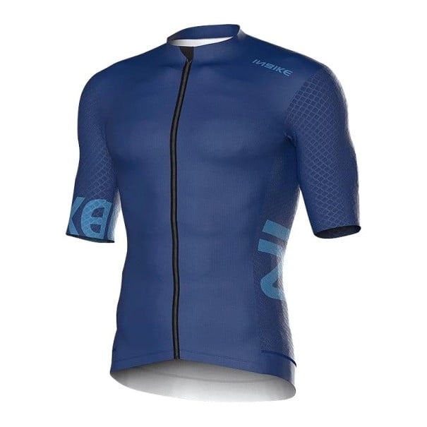 Pánský cyklistický sportovní dres s krátkým rukávem na zip se 3 zadními kapsami pro cyklistiku, sport a venkovní aktivity modrá XS