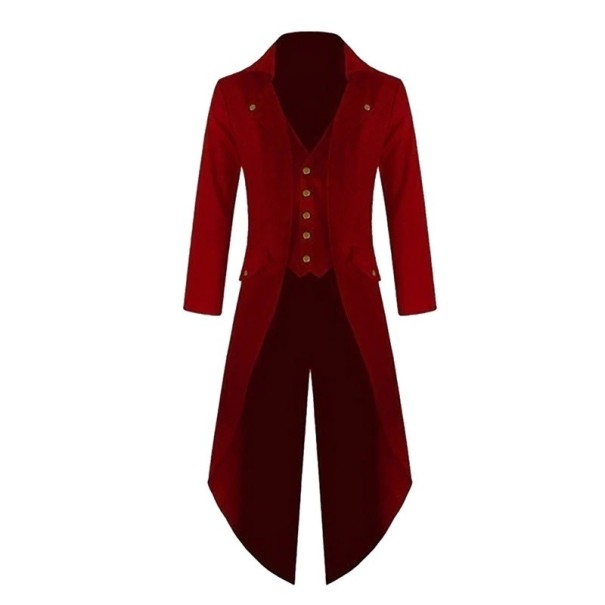 Pánsky dlhý kabát Frak J2689 červená S