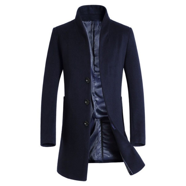 Pánský dlouhý elegantní kabát J977 modrá L