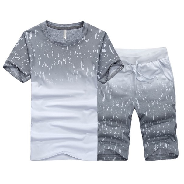 Pánsky dvojfarebný set - Tričko a kraťasy J2767 sivá XL