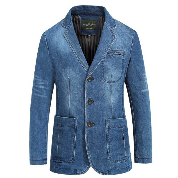 Pánský džínový kabát modrá S