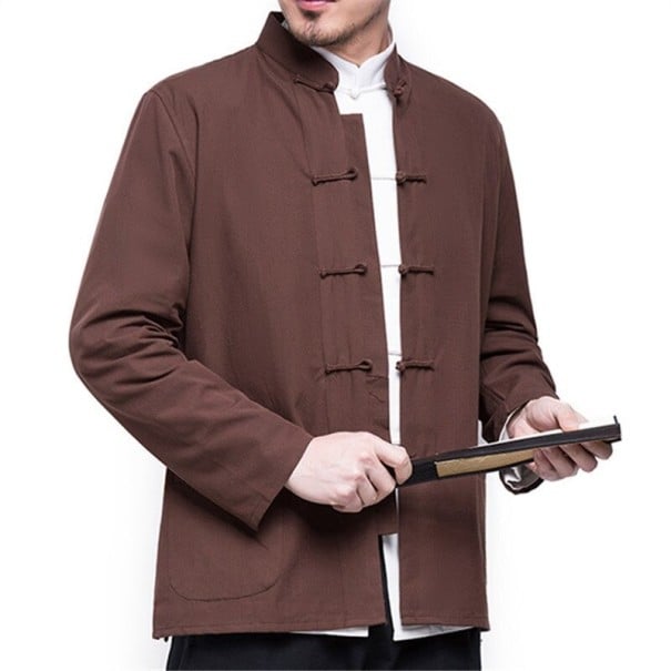 Pánský kabát na Tai Chi a Kung Fu hnědá L