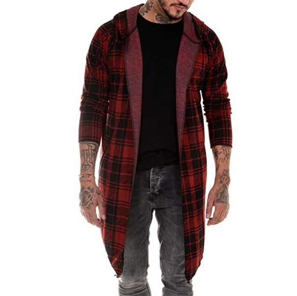Pánsky kockovaný cardigan F1099 červená XS