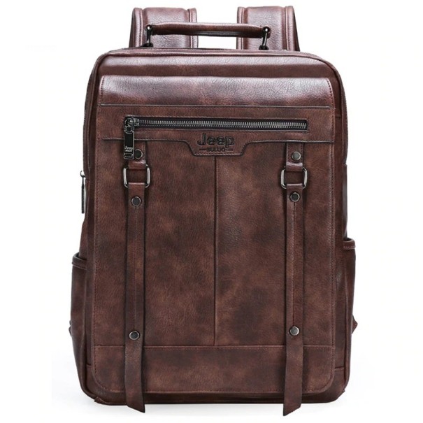 Pánsky kožený batoh E1156 tmavo hnedá