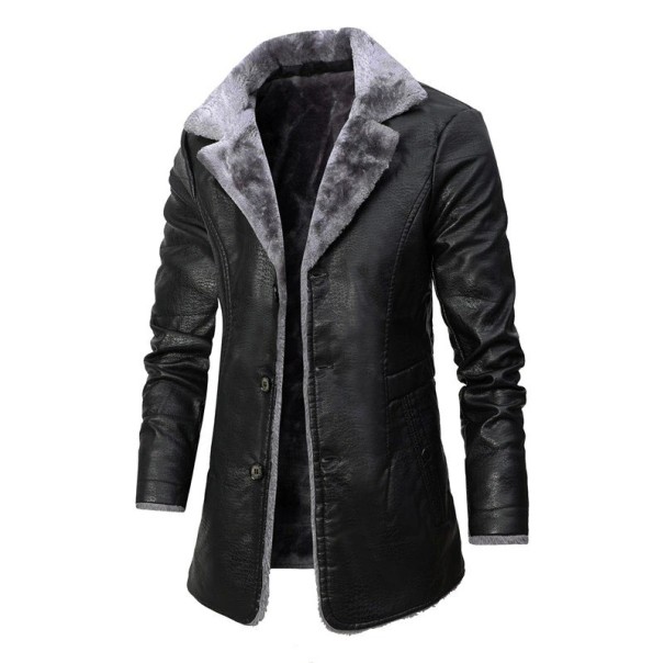 Pánsky kožený kabát čierna XXL