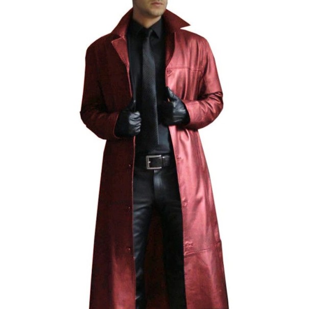 Pánsky kožený kabát F1318 červená XS