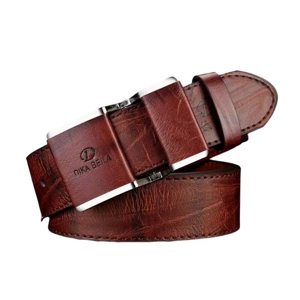 Pánský kožený opasek 120 x 3,8 cm Elegantní pásek z pravé kůže Hladká kovová přezka Klasický styl Pro formální i každodenní nošení tmavě hnědá