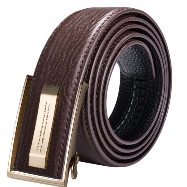 Pánský kožený pásek L362 tmavě hnědá 130 cm