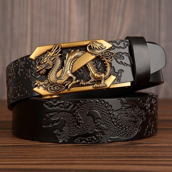 Pánský kožený pásek s drakem 125 cm 3