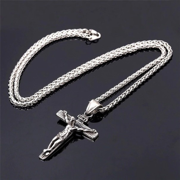 Pánský náhrdelník s křížem stříbrná