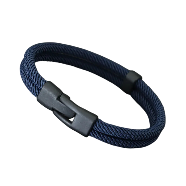 Pánský náramek s dvojí vrstvou 4mm nylonové lano 19,5 cm Odnímatelný náramek pro muže Stylový náramek s praktickým zapínáním námořnická modrá